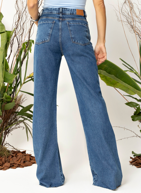 Calça Jeans Feminina Candice | Cintura Alta e Modelagem Longa Elegante